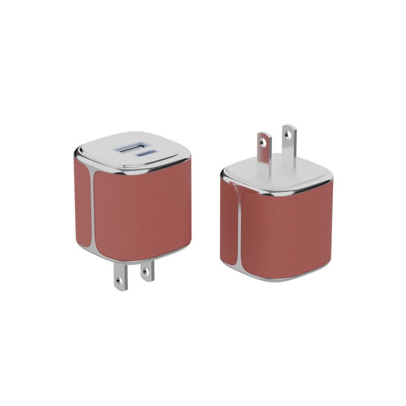 Мощное настенное зарядное устройство типа C USB-C и USB-A PD GaN настенное зарядное устройство с кожаной оболочкой